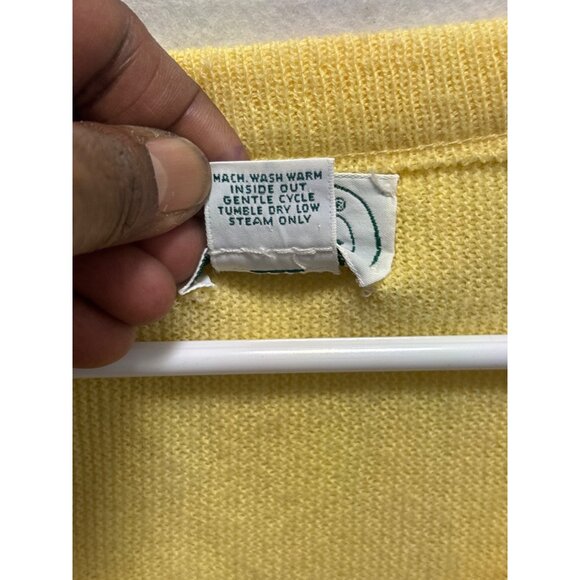 Izod Lacoste XL V-Neck Sweater Yellow Acrylic Crocodile Logo - Picture 5 of 11